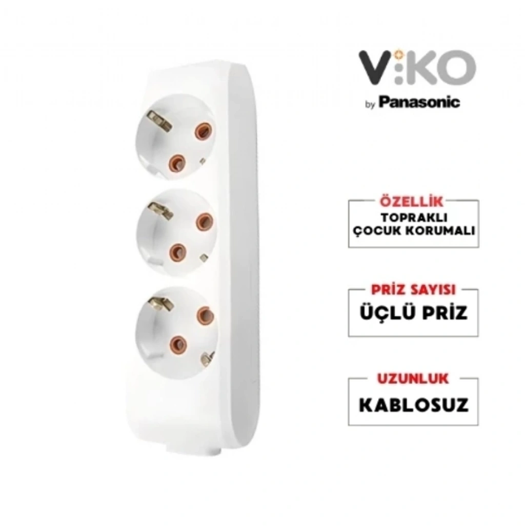VİKO 3 LÜ GRUP PRİZ ÇOCUK KORUMALI KLEMENSLİ