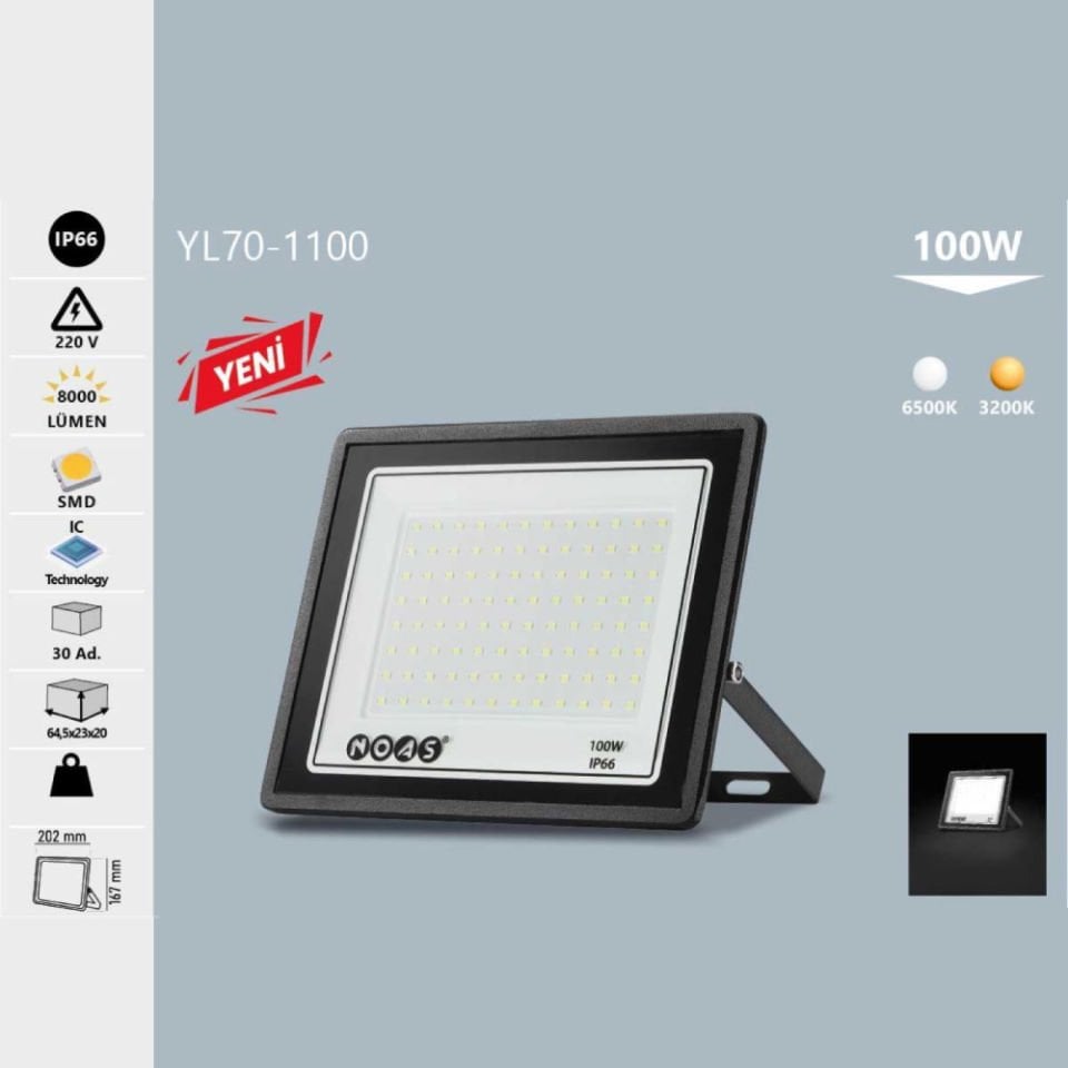NOAS 100W LED PROJEKTÖR 6500K BEYAZ